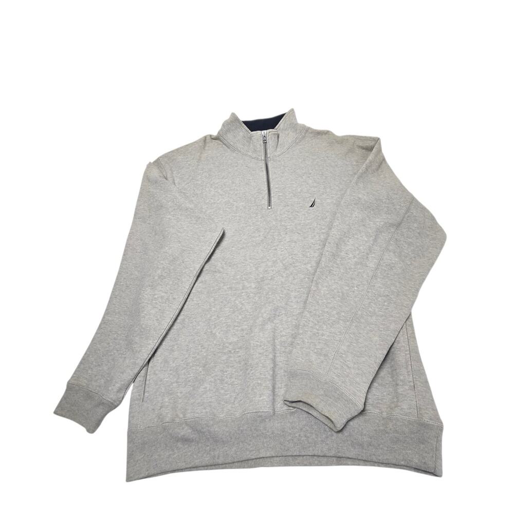 Nautica Men's Long Sleeve Pullover Fleece Lined Jersey XXL Light Gray Logo